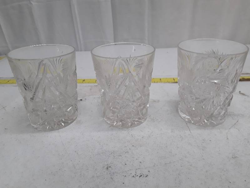 lot 33099 image: Cut Crystal Drinking Glasses Set of 3