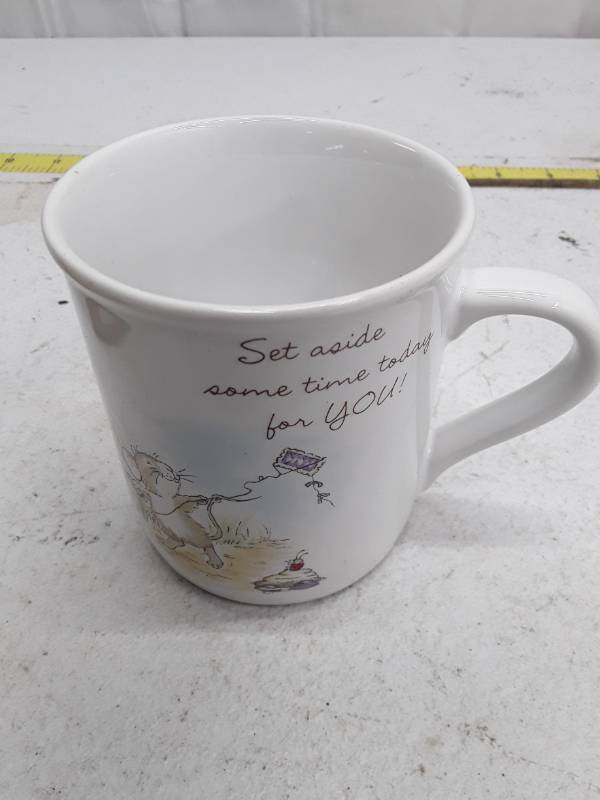 lot 33226 image: Hallmark Ceramic Mug with Illustrated Cat Design and Motivational Message