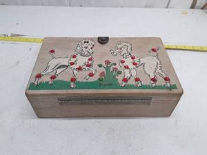 lot 33454 image: Vintage Hand-Painted Poodle Jewelry Box
