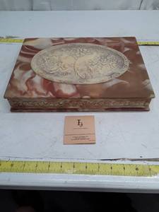 lot 33462 image: Vintage Incolay Stone Jewelry Box