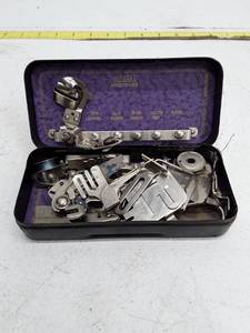 lot 33484 image: Vintage Rotary Sewing Machine Attachments in Original Box