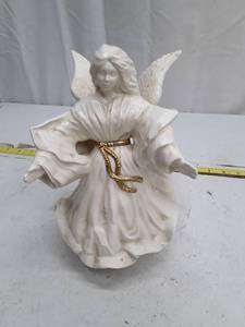 lot 33502 image: Vintage White Porcelain Angel Figurine with Gold Sash