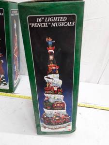 lot 33549 image: 16 Christmas Train Musical Tower with Lights