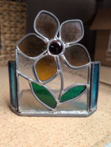 lot 637 image: Vintage Stained Glass Flower Bookend