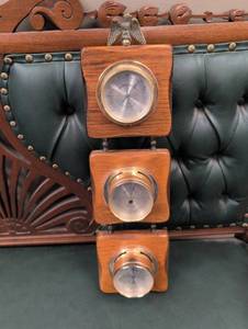 lot 641 image: Vintage Wooden Weather Station with Eagle Finial