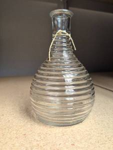 lot 649 image: Vintage Ribbed Glass Decorative Bottle