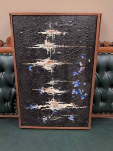 lot 652 image: Vintage Mixed Media Abstract Wall Art