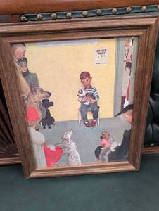 lot 670 image: Vintage Norman Rockwell At the Veterinarian Framed Print