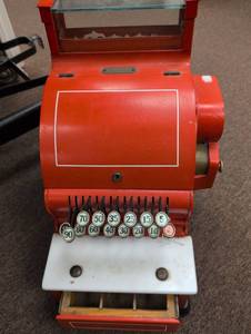 lot 681 image: Vintage National Cash Register - Red Model