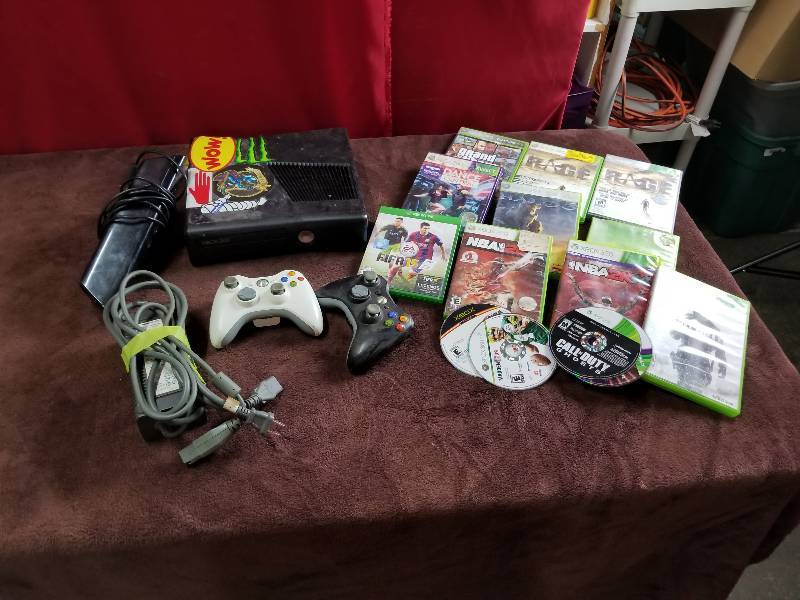 lot 7883 image: Xbox Console, Games, Controllers, and Kinect Bar
