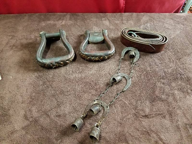 lot 7889 image: Leather Foot Anchors for Saddles and Leather Straps Lot