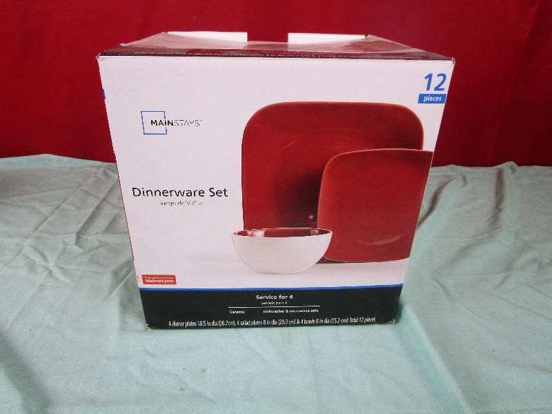 lot 7121 image: Red Ceramic Dishes Set