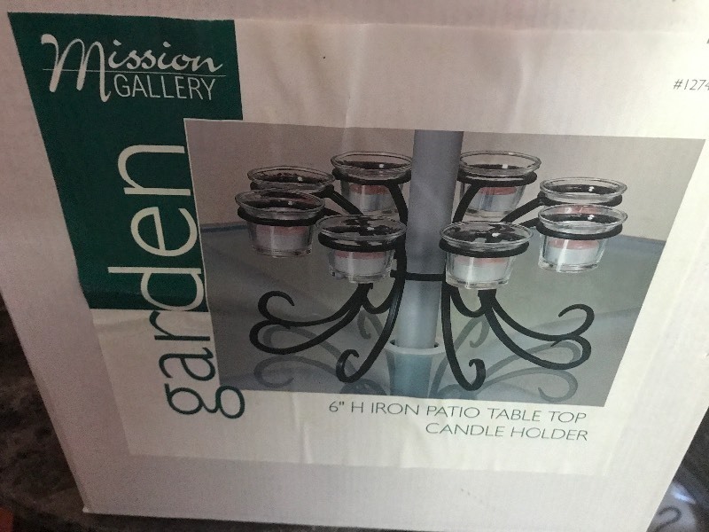 Unique Candle Holder For Your Patio Table Goes Around Umbrella Stand Made Of Iron As Pictured Description Patio Set Moving Blankets Poly Storage Many Household Items Led Lights Many New Items