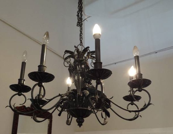 lot 2496 image: Black 8-Light  Chandelier