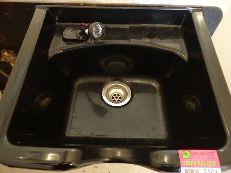 lot 2494 image: Black Plastic Shampoo Bowl with Faucet