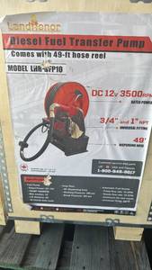 lot 11 image: LandHonor Diesel Fuel Transfer Pump with 49ft Hose Reel