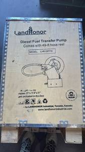 lot 17 image: LandHonor Diesel Fuel Transfer Pump with 49-ft Hose Reel