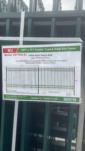 lot 191 image: KJ 10x7ft Heavy-Duty Steel Site Fence Panel- set a 24 panels and 25 posts. Approximately 240 linear feet.