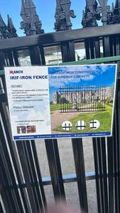 lot 199 image: Unused Appox 74 ft of Premium Wrought Iron Security Fence Panel - IRIF Series no posts.