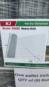 lot 207 image: 9 rolls- KJ Heavy-Duty Galvanized Welded Wire Mesh - 9 Roll Pallet