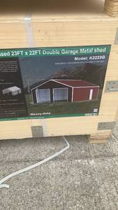 lot 210 image: Unused Heavy-Duty 23x22ft Double Garage Metal Shed - Model K2223G