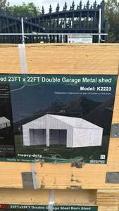 lot 218 image: Unused Heavy-Duty Double Garage Metal Shed Model K2223