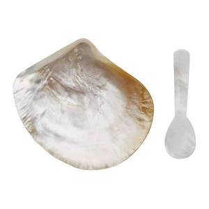 lot 6192 image: ZUDKSUY 2 Pcs Natural Shell Plate Set, Mother of Pearl Caviar Plate and Pearl Spoon, Caviar Spoon and Dish Set for Jewelry, Appetizers, Desserts, Decorations