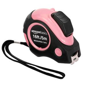 lot 6200 image: Amazon Basics Retractable Tape Measure with Push Button, Easy to Use, 16 Feet, Pink