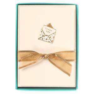 lot 6208 image: Graphique Just a Note La Petite Presse Boxed Notecards, 10 Embellished Gold Foil Blank Thank You Cards with Matching Envelopes and Storage Box, 3.25 x 4.75
