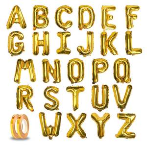 lot 6212 image: 26 Pcs 16 Letter Gold Foil Balloons A-Z set, Mylar Aluminum Hanging Alphabet for Graduation Birthday Party Decorations New Year eve