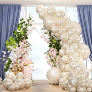 lot 6215 image: 134PCS Pearl White Double-Stuffed Balloons Garland Arch Kit With 600PCS Pearl Stickers,1812105 inch Different Size Pearl Ivory Balloons for Wedding Bridal Shower Engagement Decorations