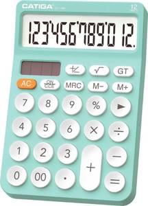lot 12270 image: CATIGA 12 Digit Desktop Calculator Basic Desk Calculator with Large LCD Display, Big Buttons, 4 Function, Solar and Battery Dual Power, for Office, School, Home, SD-1292 Fresh Blue