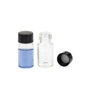 lot 2414 image: QOAEZK 5ML Clear Glass Sample Vial, Liquid Sampling Sample Glass Bottle, Borosilicate Storage Glass Vial,18  40mm, Black 15-425 Polypropylene Screw Cap with PE Liners, Pack of 100