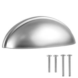 lot 2428 image: FIGO HOME 3 Inch Hole to Hole Drawer Pulls - 10 Pack - Cup Pulls for Cabinets and Drawers - Silver Handles - Furniture, Kitchen & Cabinet Hardware