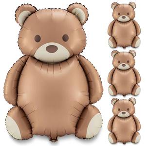 lot 6169 image: Simgoing 12 Pcs 21x35 Big Brown Bear Balloons Matte Cartoon Bear Foil Birthday Balloons for Home Decor Jungle Animal Farm Safari Zoo Woodland Themed Party Baby Shower Decoration Supplies