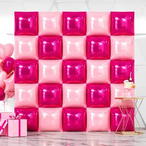 lot 6170 image: NISOCY 25PCS Hot Magenta Pink Square Foil Balloons Wall Backdrop Double Sided Metallic Pink Balloons Arch Kit for Anniversary Bachelorette Birthday Engagement Bridal Baby Shower Party Decorations
