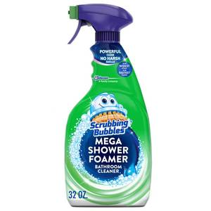 lot 6176 image: Scrubbing Bubbles Mega Bathroom and Shower Cleaner Spray, Foaming Action Removes Limescale and Soap Scum, Rainshower Scent, 32oz