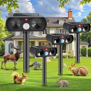 lot 1370 image: 2025 Ultrasonic Animal Repellent Cat Repellent Outdoor Solar Animal Repeller with Motion Detection Waterproof Deer Repellent Device to Repel Raccoon Rabbit Squirrel Skunk Repellent for Yard(4Pack)