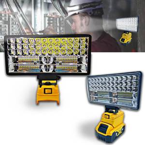 lot 1384 image: Cordless LED Work Light for Dewalt 20V Battery, 90W 5400LM Wide Beam Flood Light with Two USB Charging Port Flashlight for Emergency, Workshop, Garage.(No Battery)