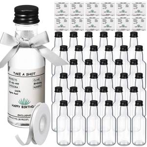 lot 1388 image: Jingmore 30 Pack 1.7oz Mini Liquor Bottles 50ml Plastic Alcohol Bottle with Cap, Labels, Ribbon for Party Supplies(Birthday,Turquoise)