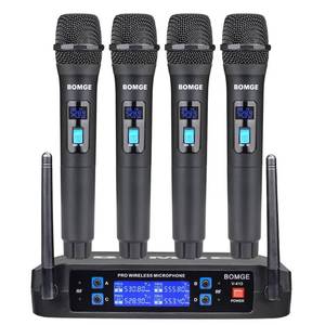lot 1394 image: Wireless Microphone System, BOMGE Pro 4-Channel Cordless Mic Set with Four Handheld Mics, Fixed Frequency, Long Range 200ft, Ideal for Church,Karaoke, Events (V410)