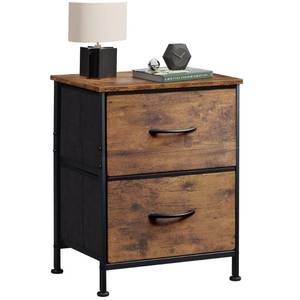 lot 1397 image: WLIVE Night Stand, Small 2 Drawer Dresser, Nightstand with Fabric Bins for Bedroom, Closet, Dorm, Rustic Brown Wood Grain Print, 11.8 D x 15.7 W x 20.9 H