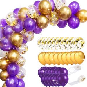 lot 2397 image: Graduation Party Decorations Purple Gold 2025Purple Gold BalloonsEid Mubarak Party BalloonBirthday Party Decorations Women Purple Gold Graduation NYULSU Balloons 45 pcs