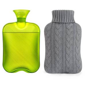lot 2399 image: samply Hot Water Bottle with Knitted Cover, 2L Hot Water Bag for Hot and Cold Compress, Hand Feet Warmer, Ideal for Menstrual Cramps, Neck and Shoulder Pain Relief,Grey