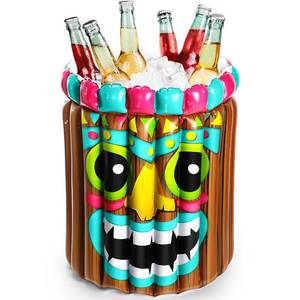 lot 12282 image: Vesici Tiki Inflatable Drink Coolers 25 x 20 Inch Hawaiian Luau Tropical Beach Decorations Drink Cooler Beverage Holder for Pool Summer Birthday BBQ Party Supplies