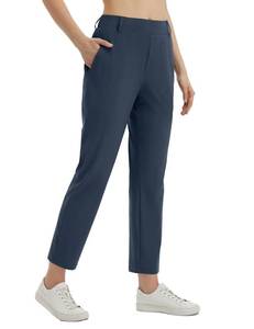 lot 12295 image: baleaf Womens Pants with Pockets Belt Loops High Waisted Golf Travel Business Casual Dressy Slacks Stretch UPF 50 Navy Blue 2XL