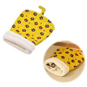 lot 12323 image: Miocololy Cat Sleeping Bag, Soft Plush Winter Cat Cave Bed Self-Warming Sack for Indoor Cats Small Dogs (Yellow)