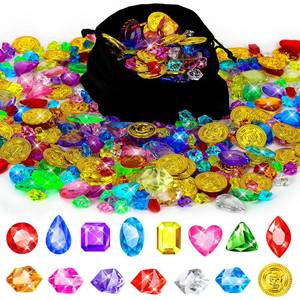 lot 12327 image: MARFOREVER 480 Pieces Pirate Treasure Pool Toy Gems, Plastic Pirate Gold Coins Acrylic Bling Gemstones Colorful Fake Diamonds for Pirate Adventure Party Decorations Kids Summer Sand Toy Favors Gifts