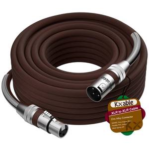 lot 12331 image: Premium 75 Feet XLR Microphone Cable, Heavy Duty 22AWG OFC XLR Male to Female Cord, 3-Pin Shielded Mic Speaker Cable, Zinc Alloy Connectors, Metal Spring SR, Brown