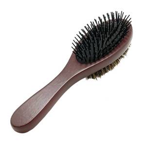 lot 12332 image: Donna Double Sided Styling Brush for Women - 100% Boar Bristles, Cushioned Wooden Detangling Brush for Wet Hair
